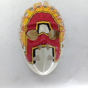 Vintage Mylec Street Hockey Goalie Mask Flame Design Red Yellow White Custom